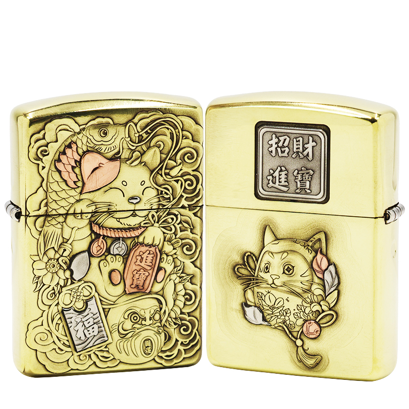 ZIPPO/之宝打火机【招财猫】盔甲机原装正品煤油机DYJ1