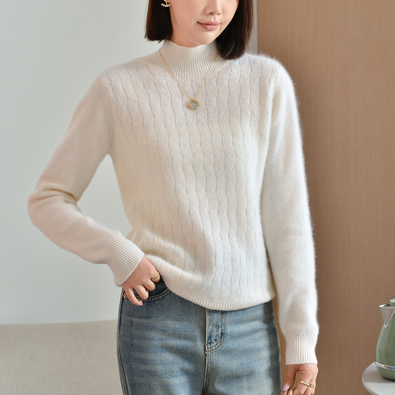 【价格已开】重磅加厚100%纯羊毛衫女秋冬半高领针织打底衫纯色毛衣