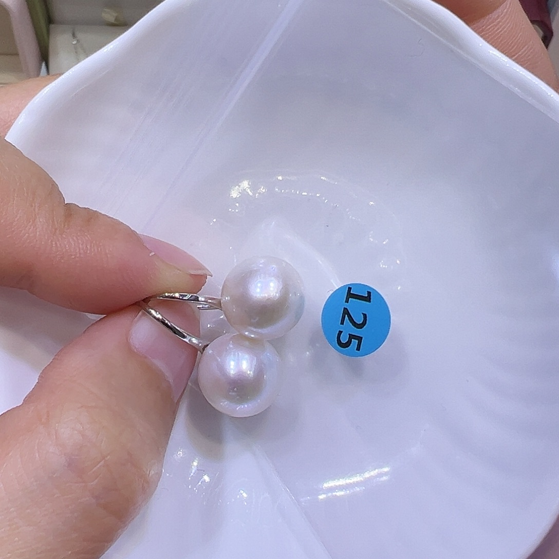 淡水珍珠耳饰银S925镶嵌