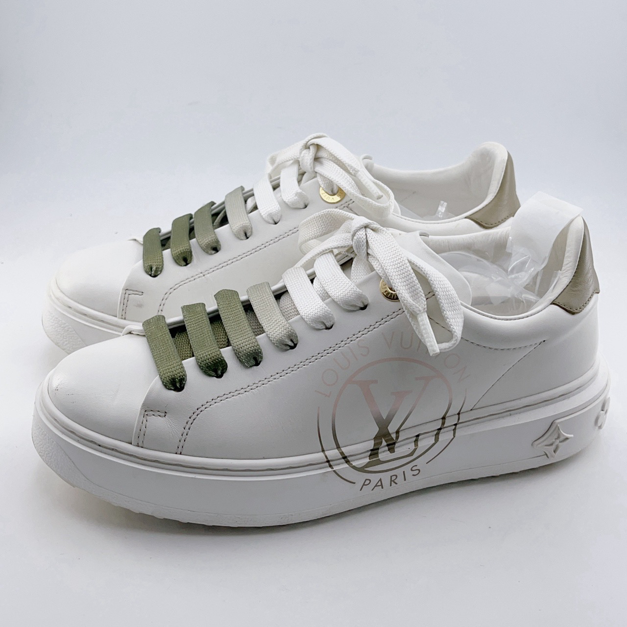 95新 LouisVuitton/路易威登 36码/98新/白色渐变绿timeout板鞋