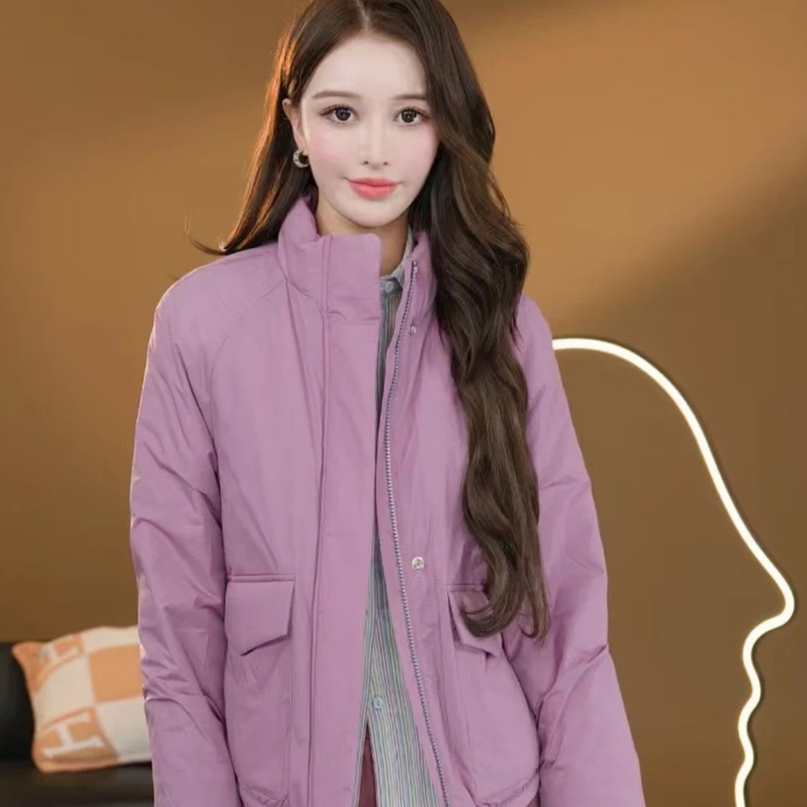 秋冬新款休闲百搭质感立领新雪丽时尚棉服外套540051