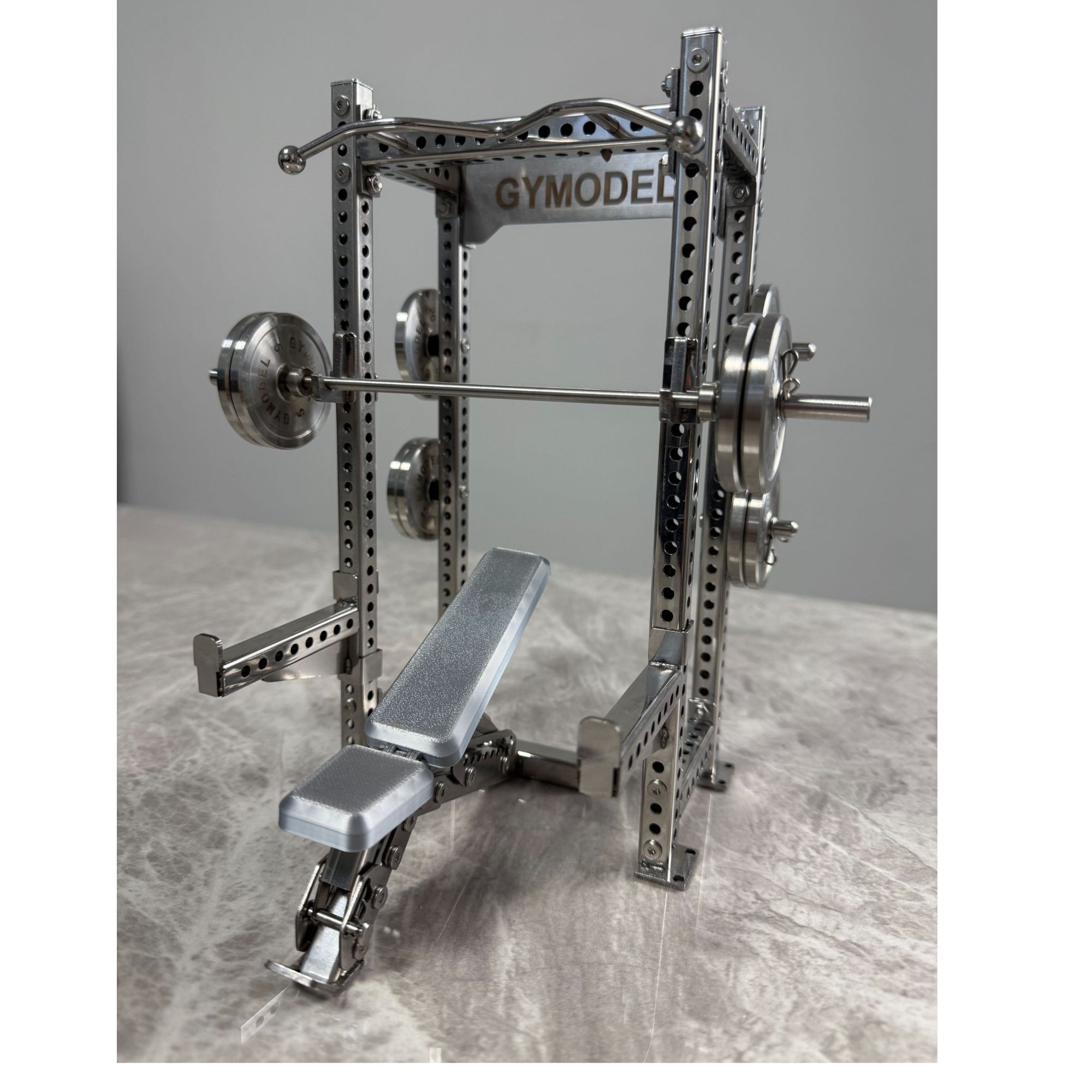 全金属可拼装桌面深蹲架模型健身玩具礼物不锈钢摆件健身器材