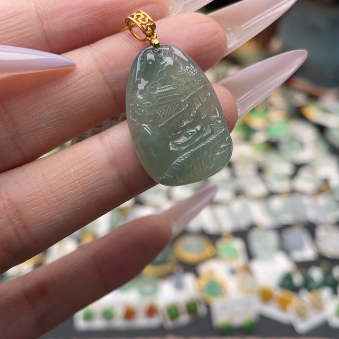 翡翠银S925镶嵌颈饰