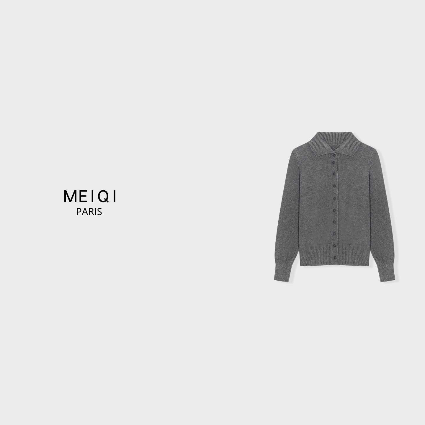 MeiQi 泡菜原厂！韩系纯色翻领单排扣针织开衫秋冬加厚慵懒风A3688