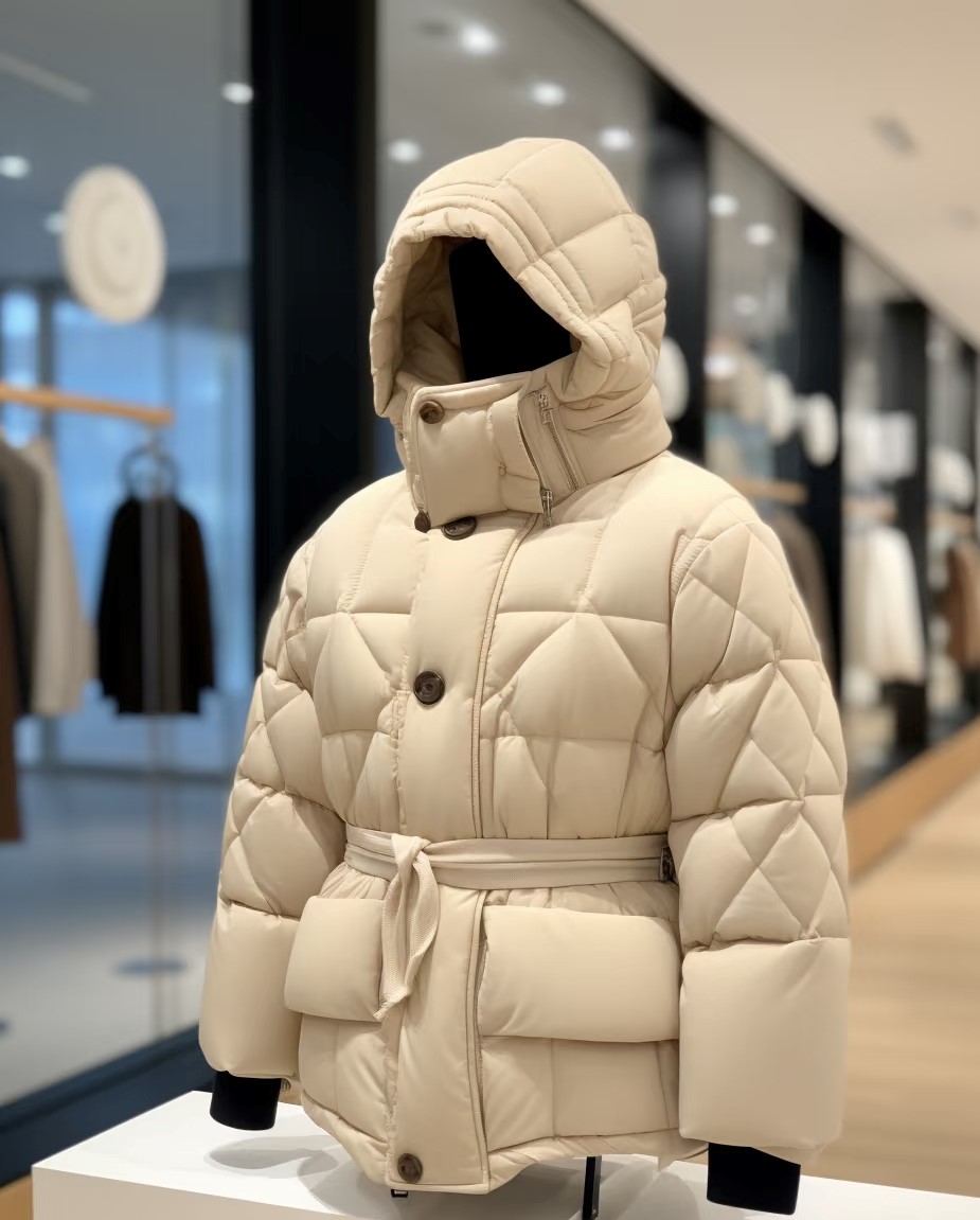 409-499秋冬女士时尚百搭设计师款经典户外收腰短中长款休闲棉服