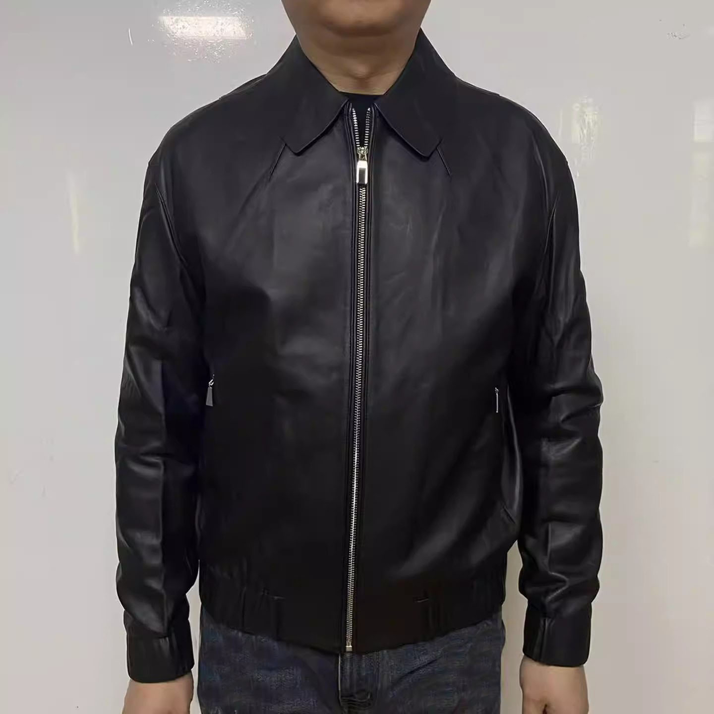 H1284春秋男士皮衣 绵羊皮革拉链商务休闲外套 时尚都市105623