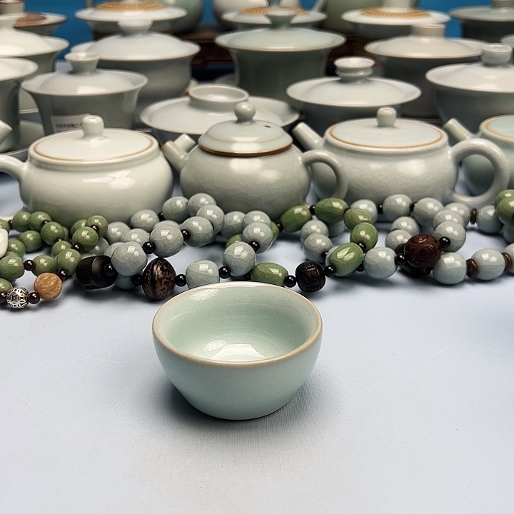 杯天青釉压手杯原矿原釉原产地