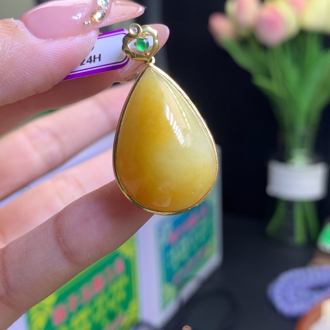 翡翠颈饰18K金镶嵌天然 