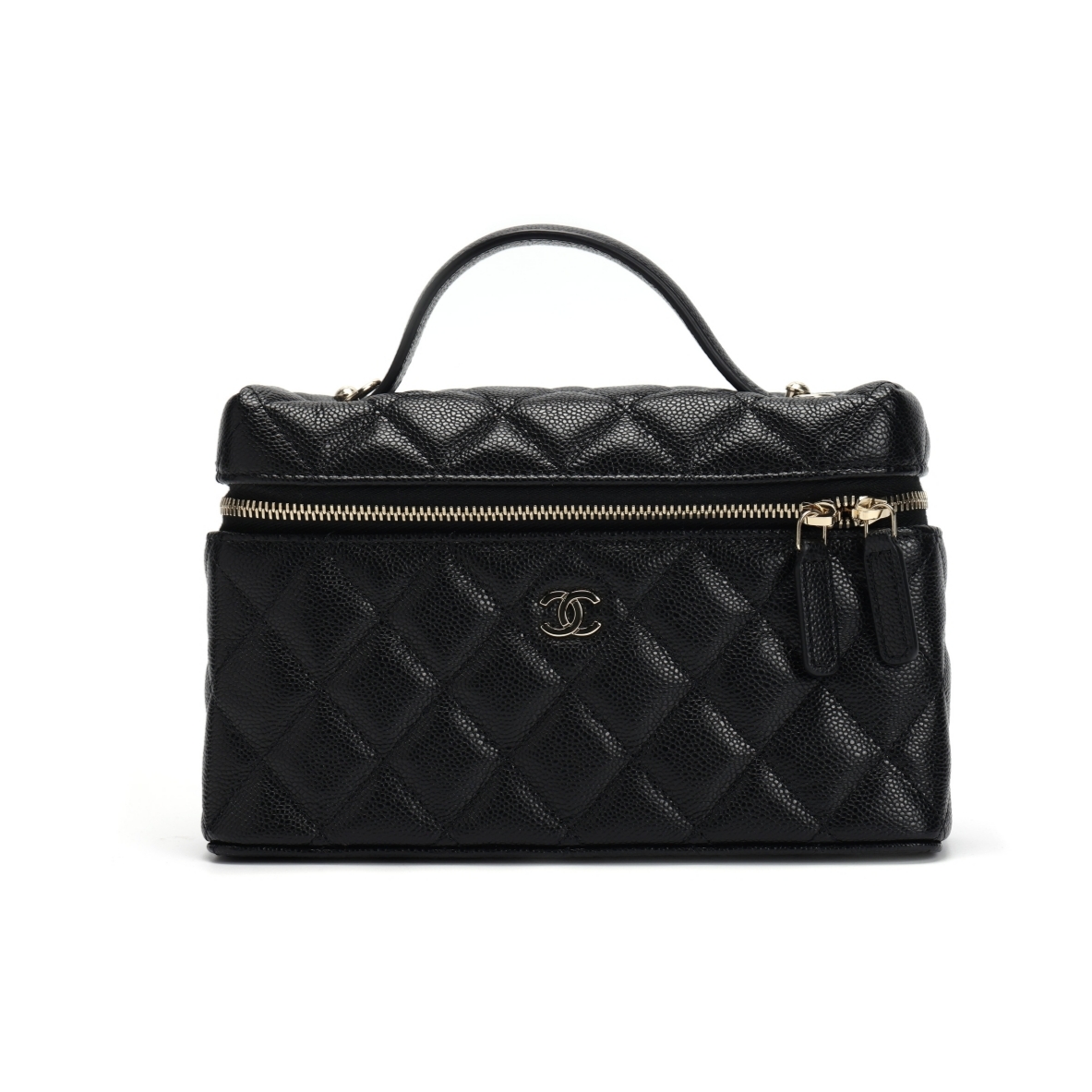 99新 Chanel/香奈儿 【一梵】25C牛皮菱格纹金扣黑色单肩斜跨手提包
