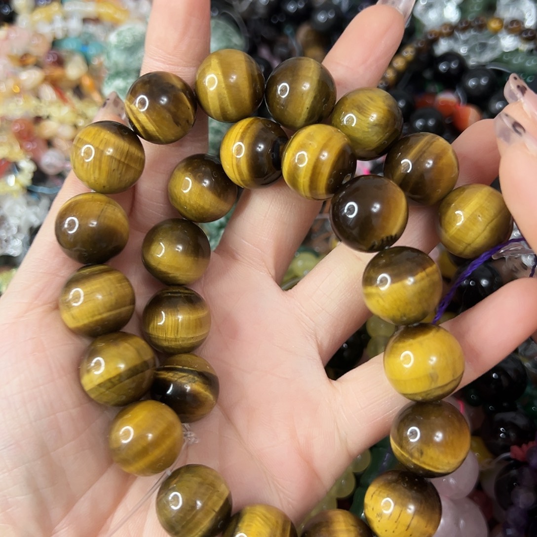 玛瑙/玉髓未镶嵌珠宝半成品，卡16黄虎眼一条