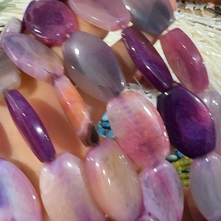 玛瑙/玉髓合金珠宝半成品一条紫色大