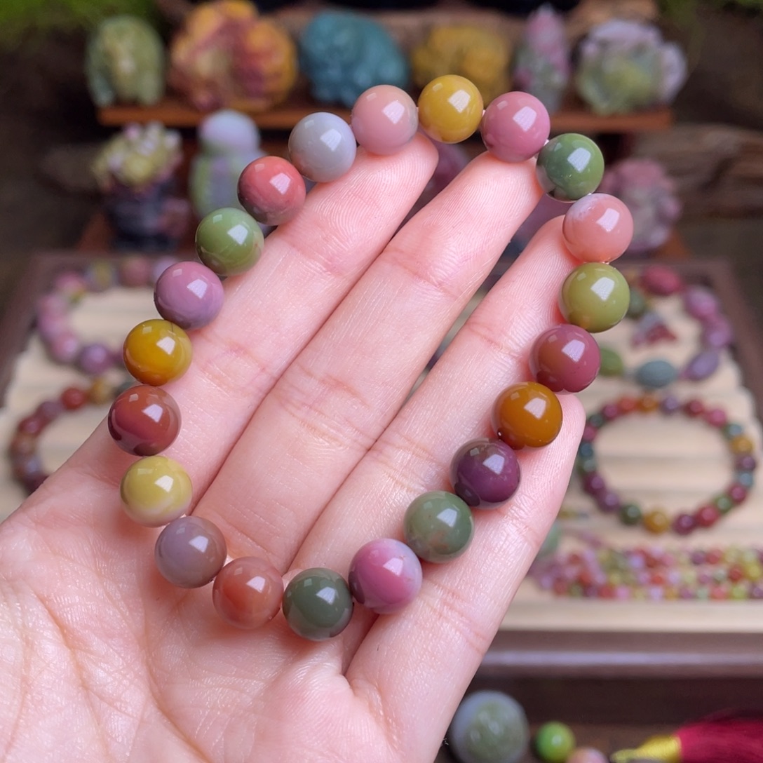玛瑙/玉髓未镶嵌手串盐源玛瑙艳丽色手串