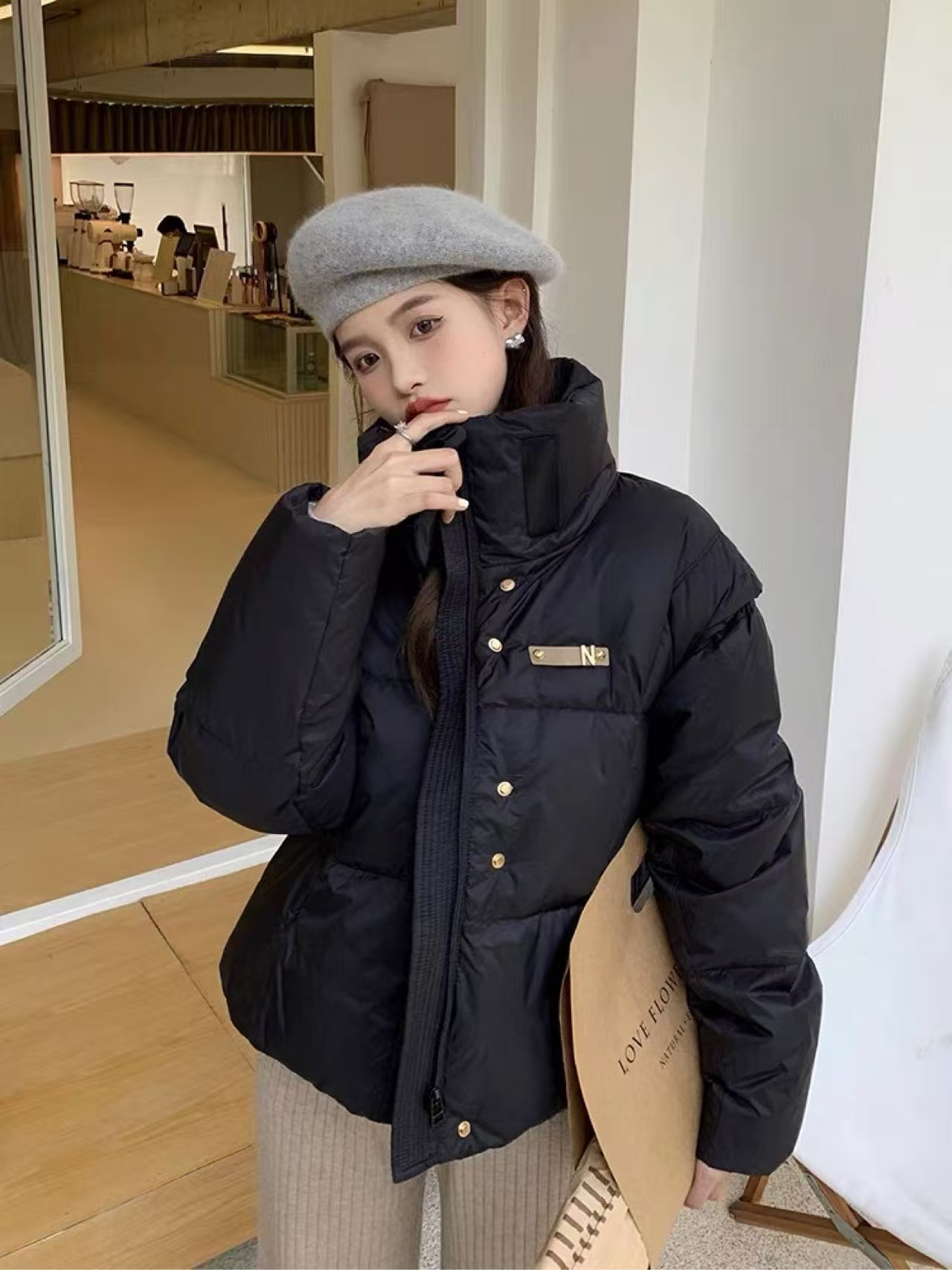 1024小个子短款连帽羽绒服女2025冬季新款韩版加厚保暖鸭绒外套