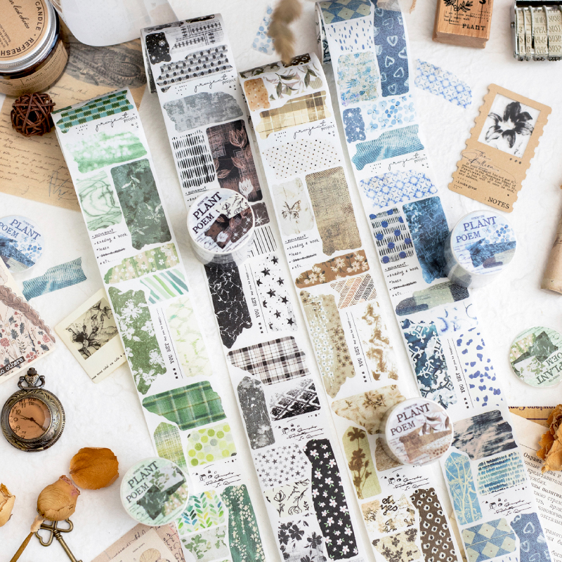 暮光 草木的诗系列和纸模切胶带 碎花草木日杂风背景打底胶带 4款