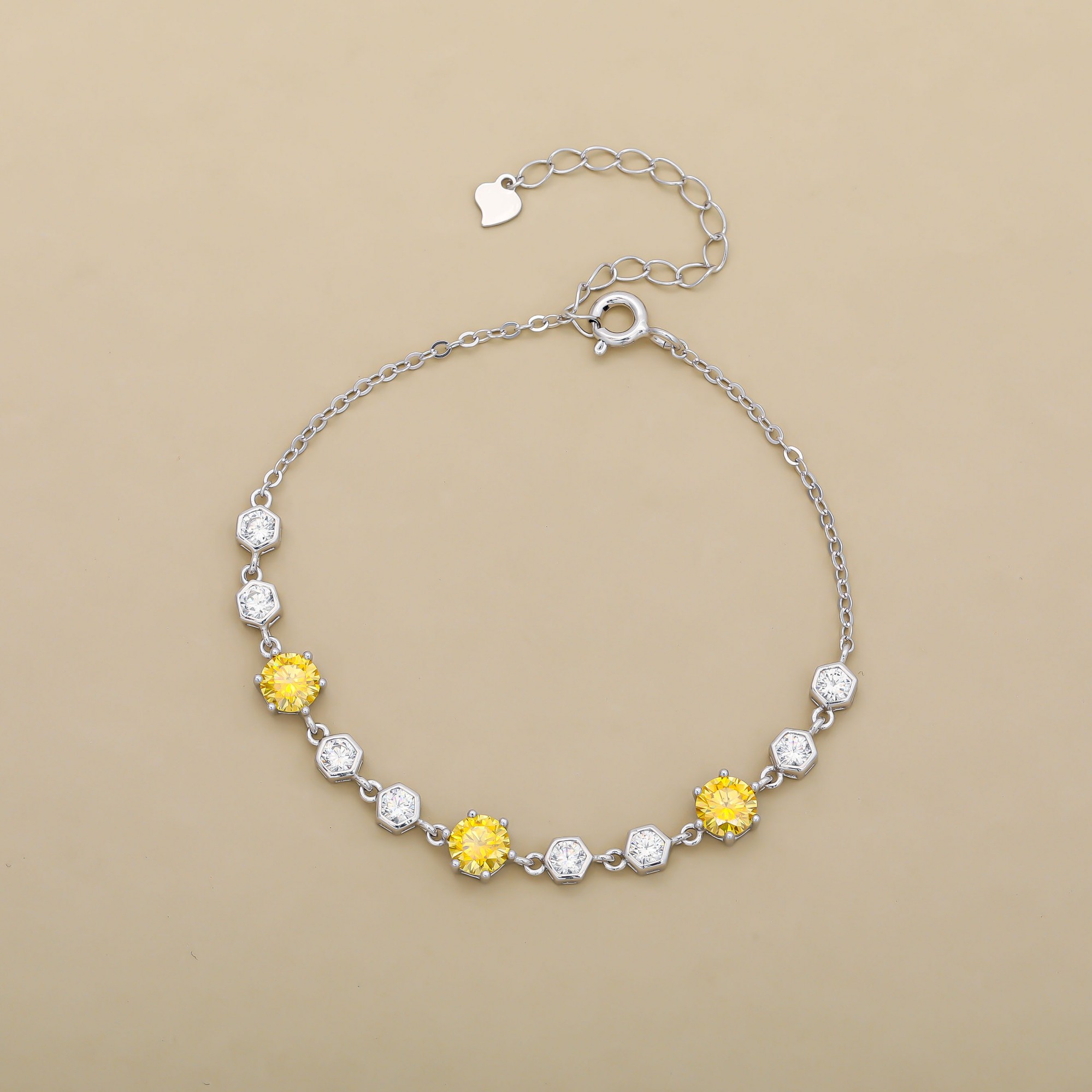 925银莫桑石手链 木木（M208）全银莫桑手链MZ-0115E