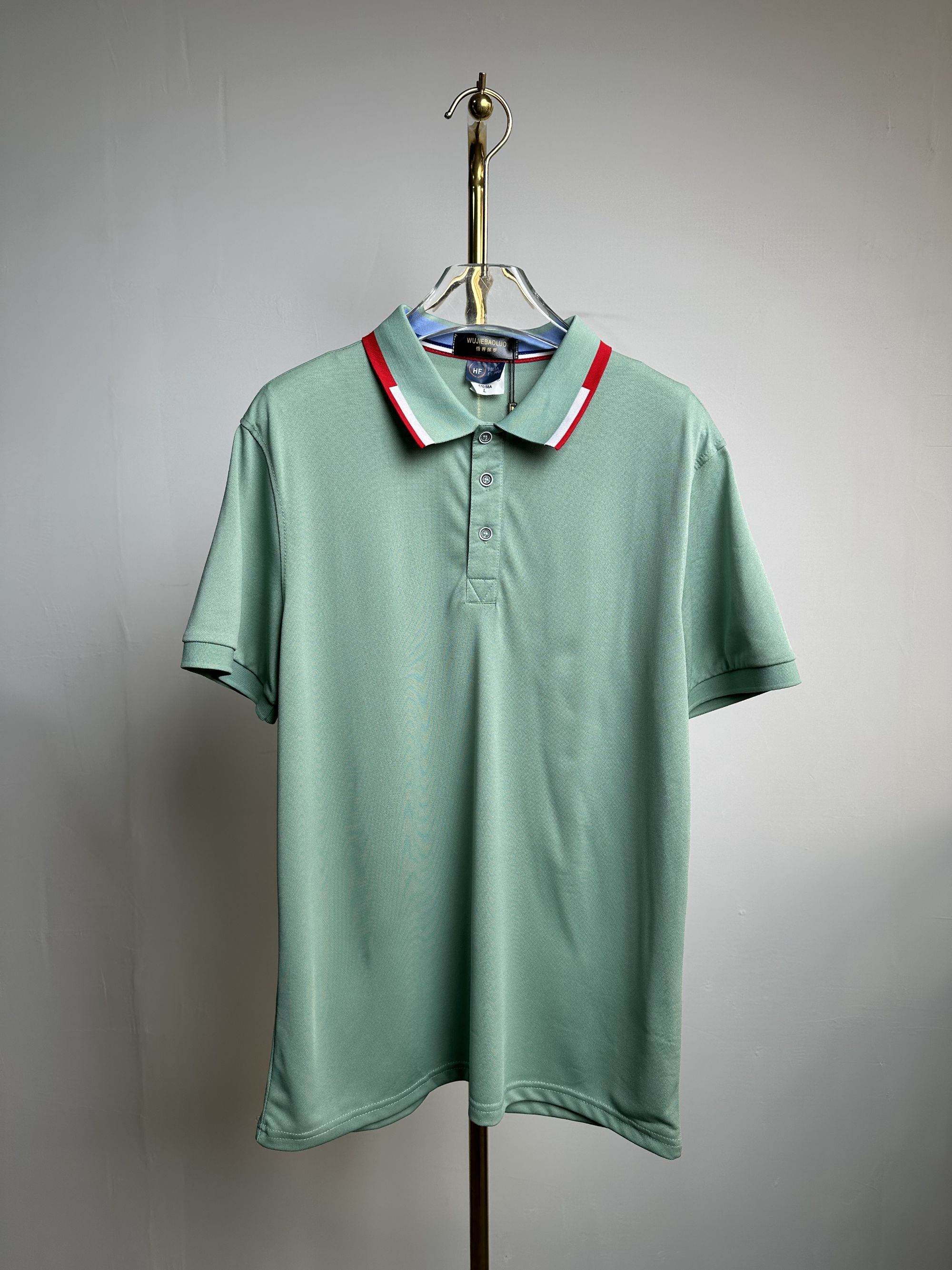 【F061】长袖印花常规基础大众秋季Polo衫百搭男装打底白色男款灰色