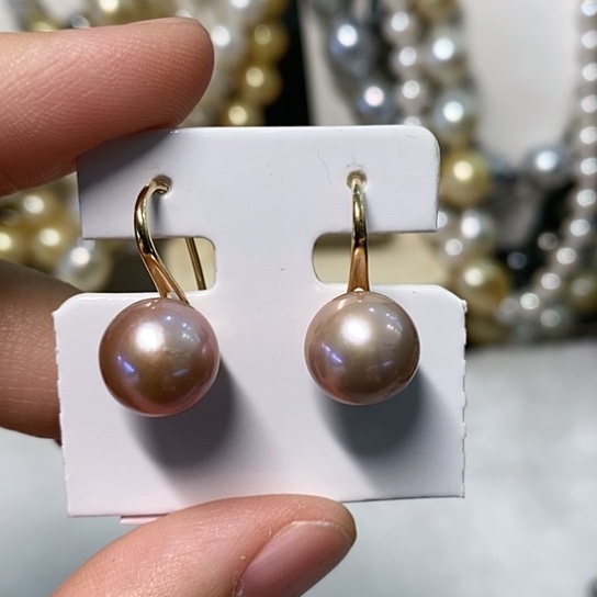 淡水珍珠耳饰银S925镶嵌10-11