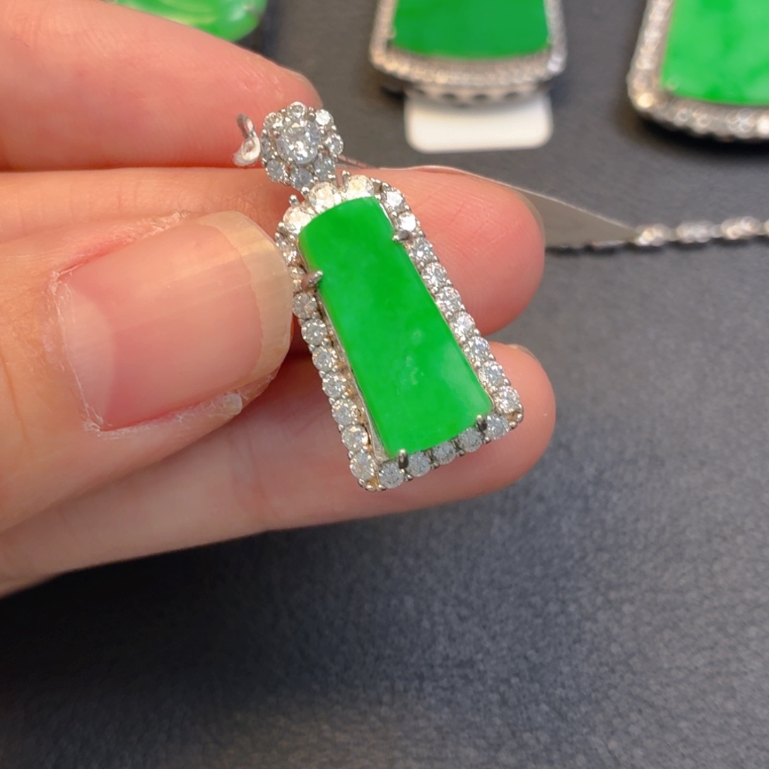 翡翠银S925镶嵌吊坠(不含链)