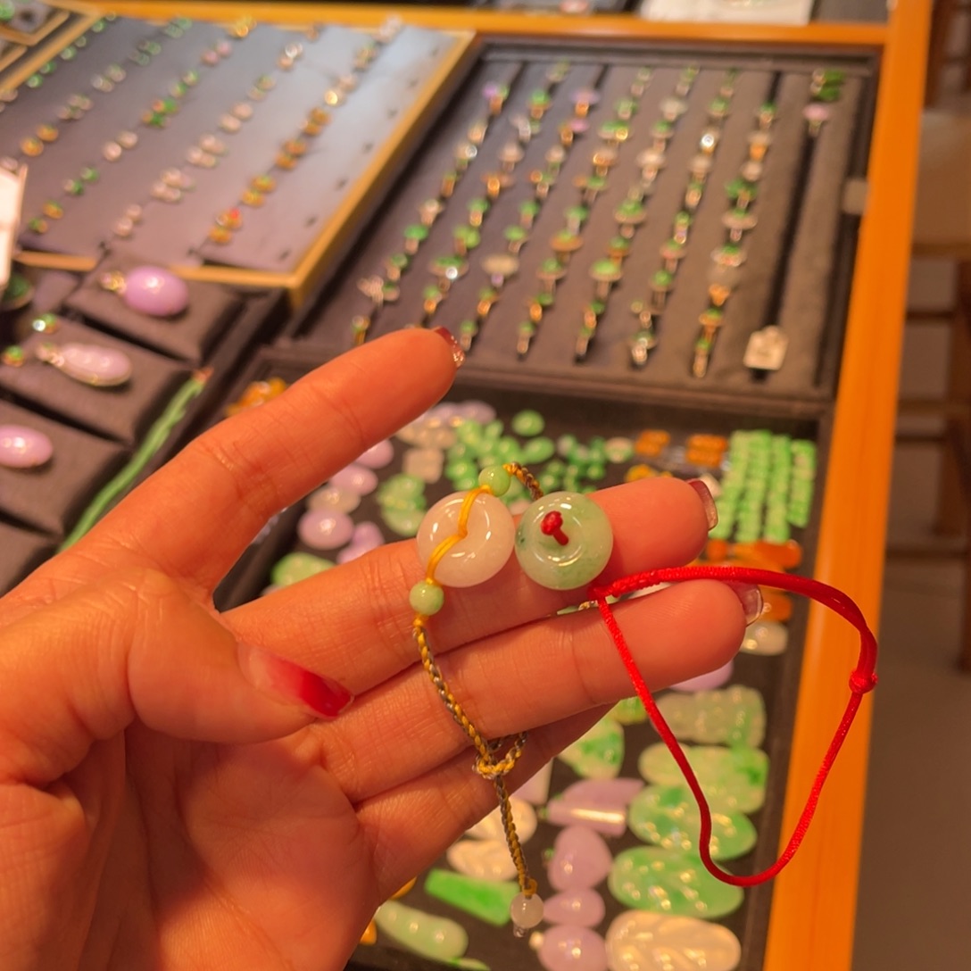 随***&翡翠未镶嵌手链平安扣