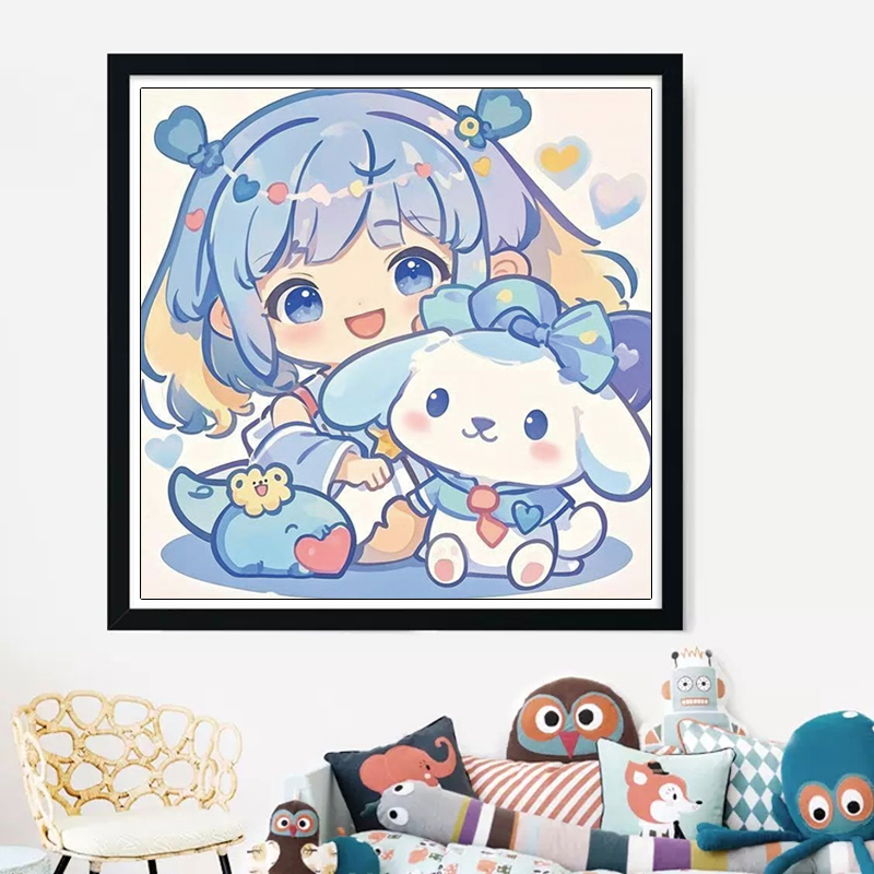 玉桂狗小女孩 大格四股60✖️60厘米37色满绣（袋装）