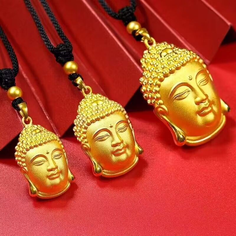 合金吊坠 佛头吊坠情侣金色实心精美精美女款手工时尚项坠不掉色