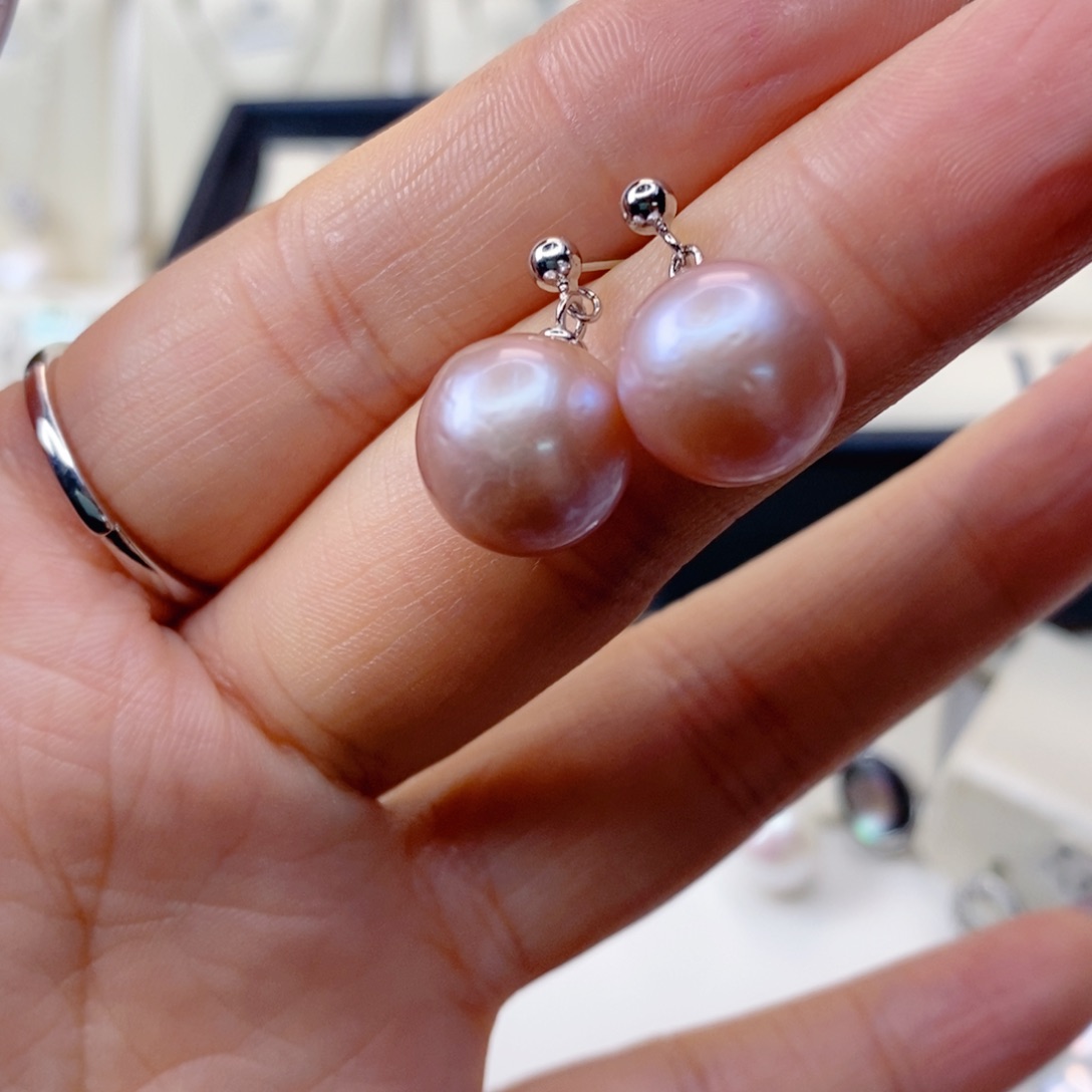 淡水珍珠耳饰银S925镶嵌