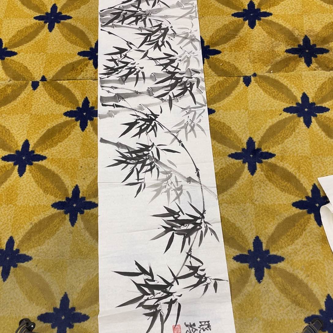 国画晓玲老师四尺对开竹子55555
