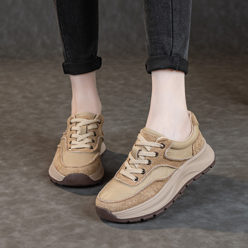 复古大码鞋子女2025新款爆款百搭厚底阿甘鞋休闲真皮板鞋41到43潮