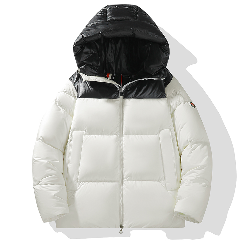 高端白鹅绒】撞色羽绒服男连帽潮休闲通勤加厚简约保暖情侣外套C3