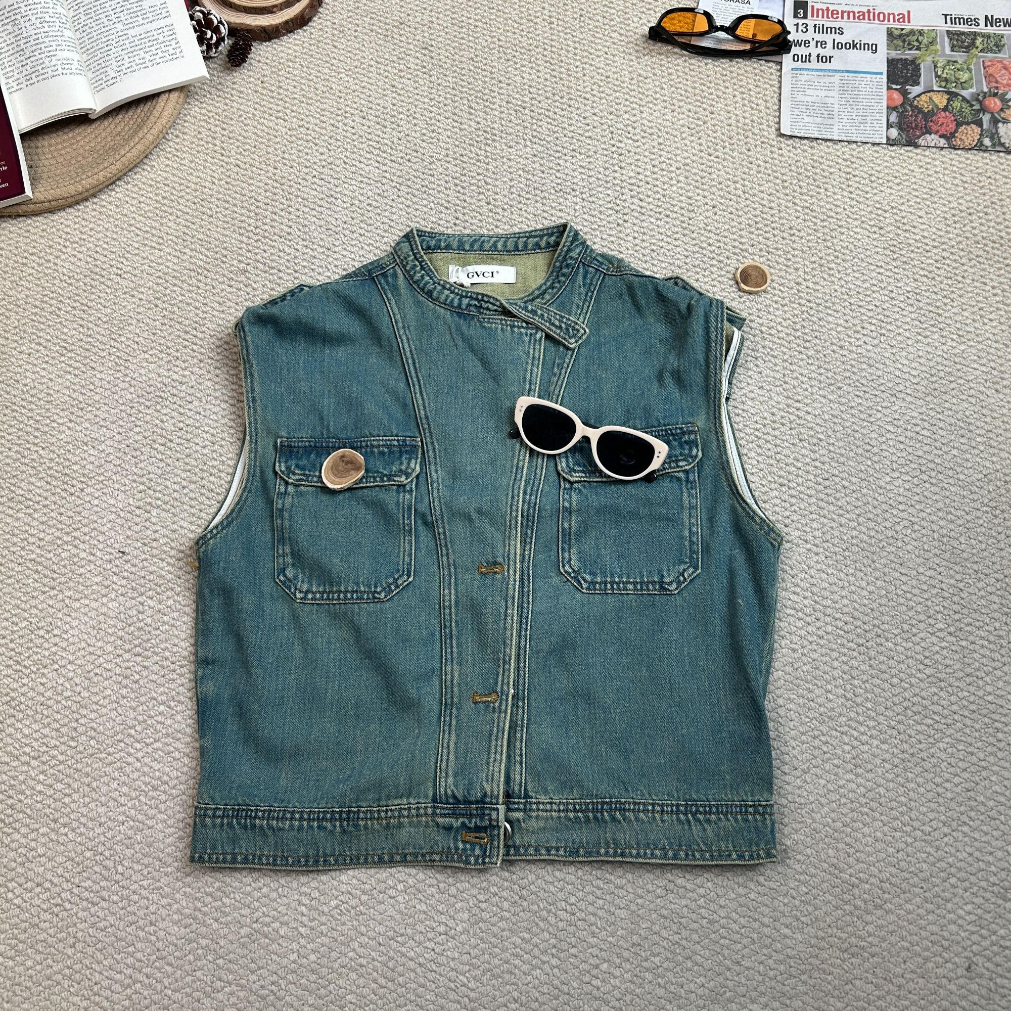 2025春季新款纯色休闲百搭宽松牛仔马甲外套0439