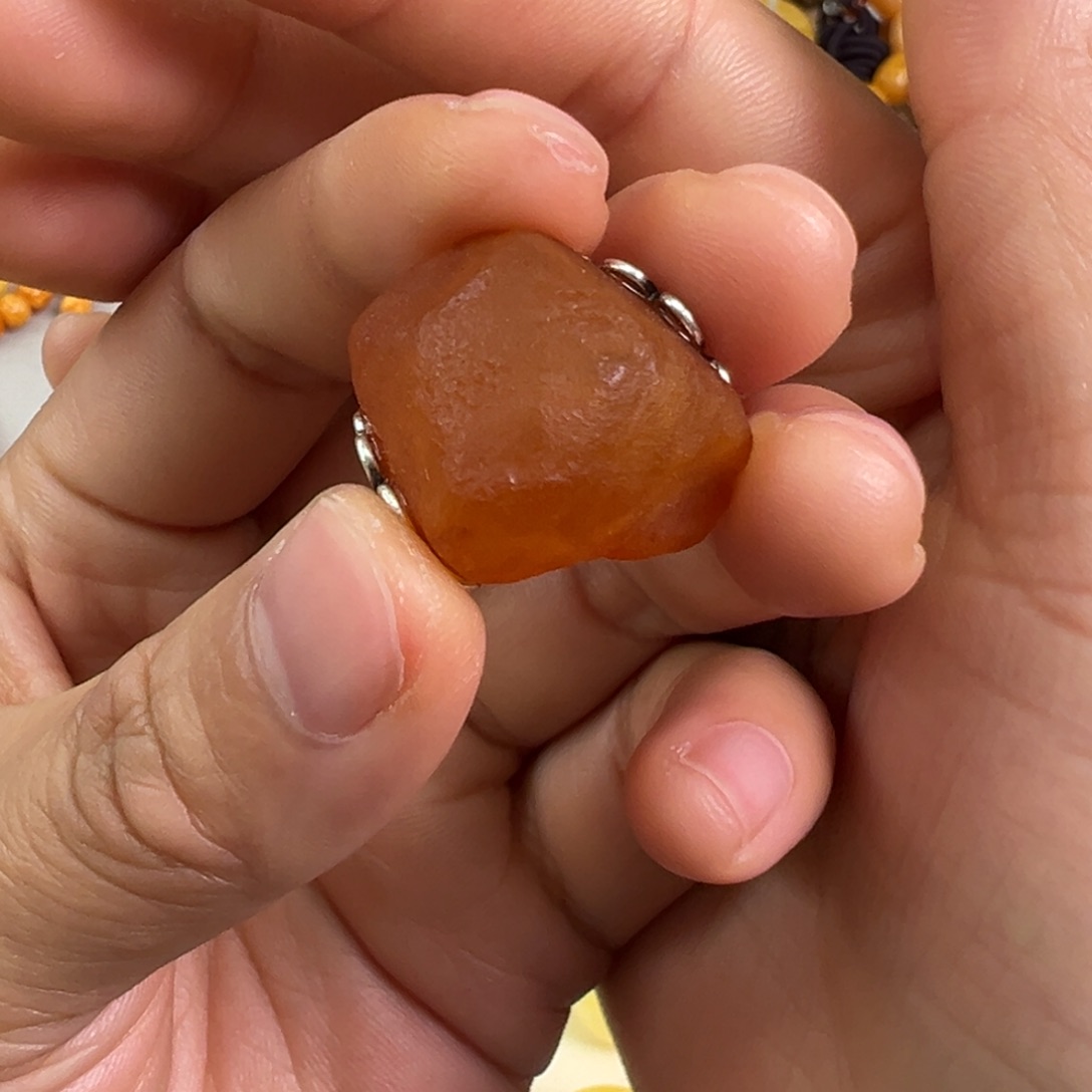 蜜蜡裸石银S925镶嵌蜜蜡