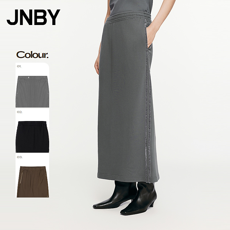 JNBY/江南布衣春秋半身裙休闲运动卫裙棉质毛圈布抽绳5O8D14750