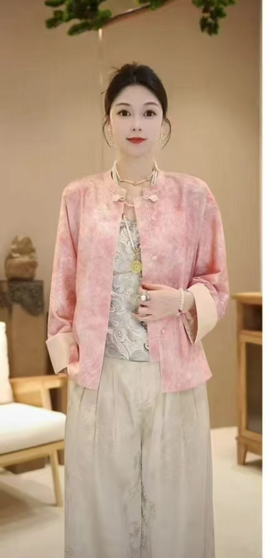 中国风常规款时尚防晒女常规袖提花短外套新中式常规
