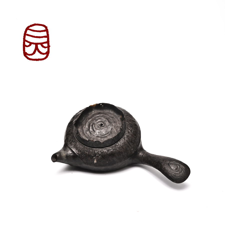 孤品石壶手作冰碛岩侧把壶《铁寂》140cc