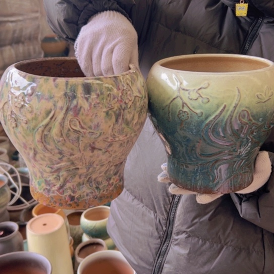 紫砂花盆高19口16————