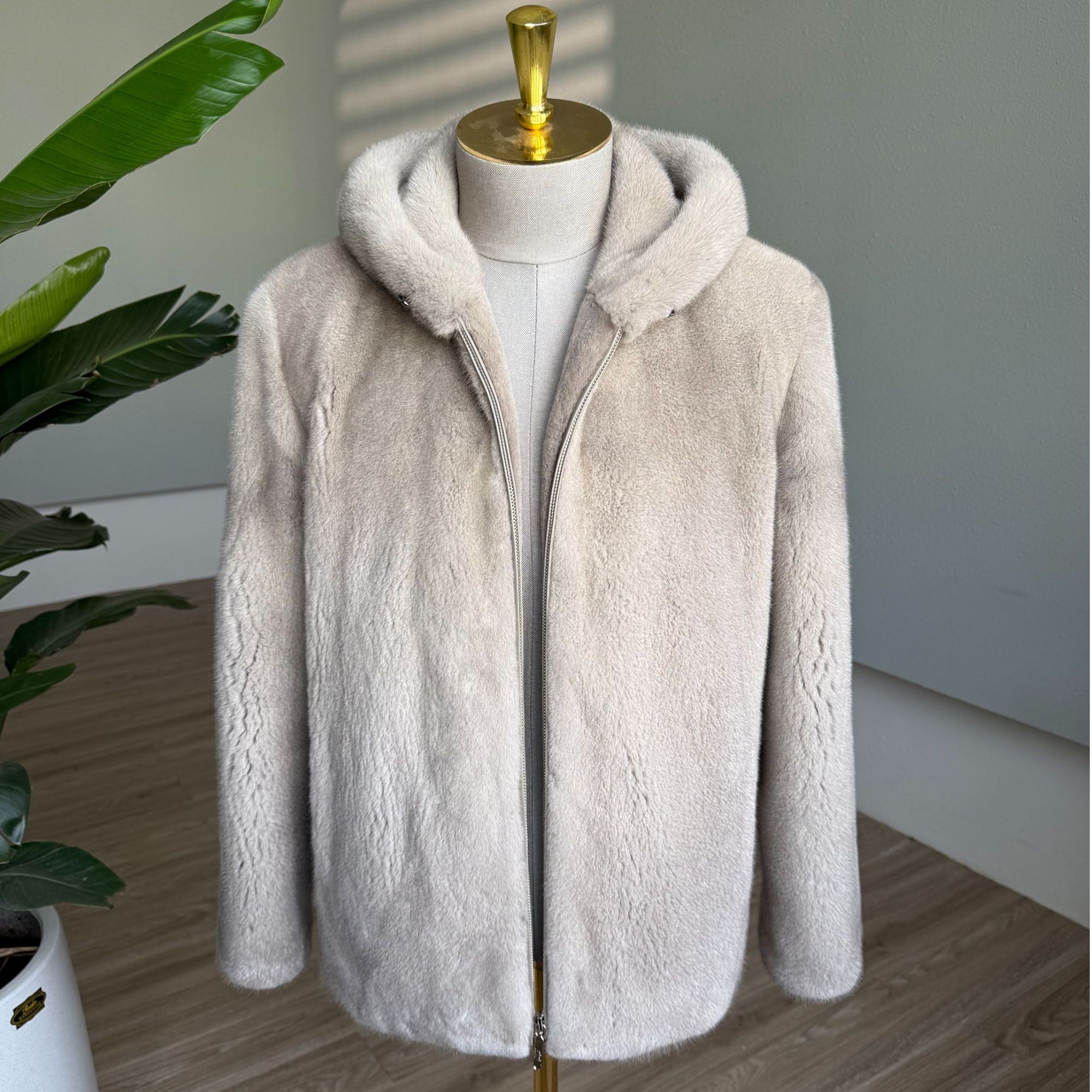 新款银兰貂皮外套男整貂真貂紫金男士皮草水貂皮大衣连帽