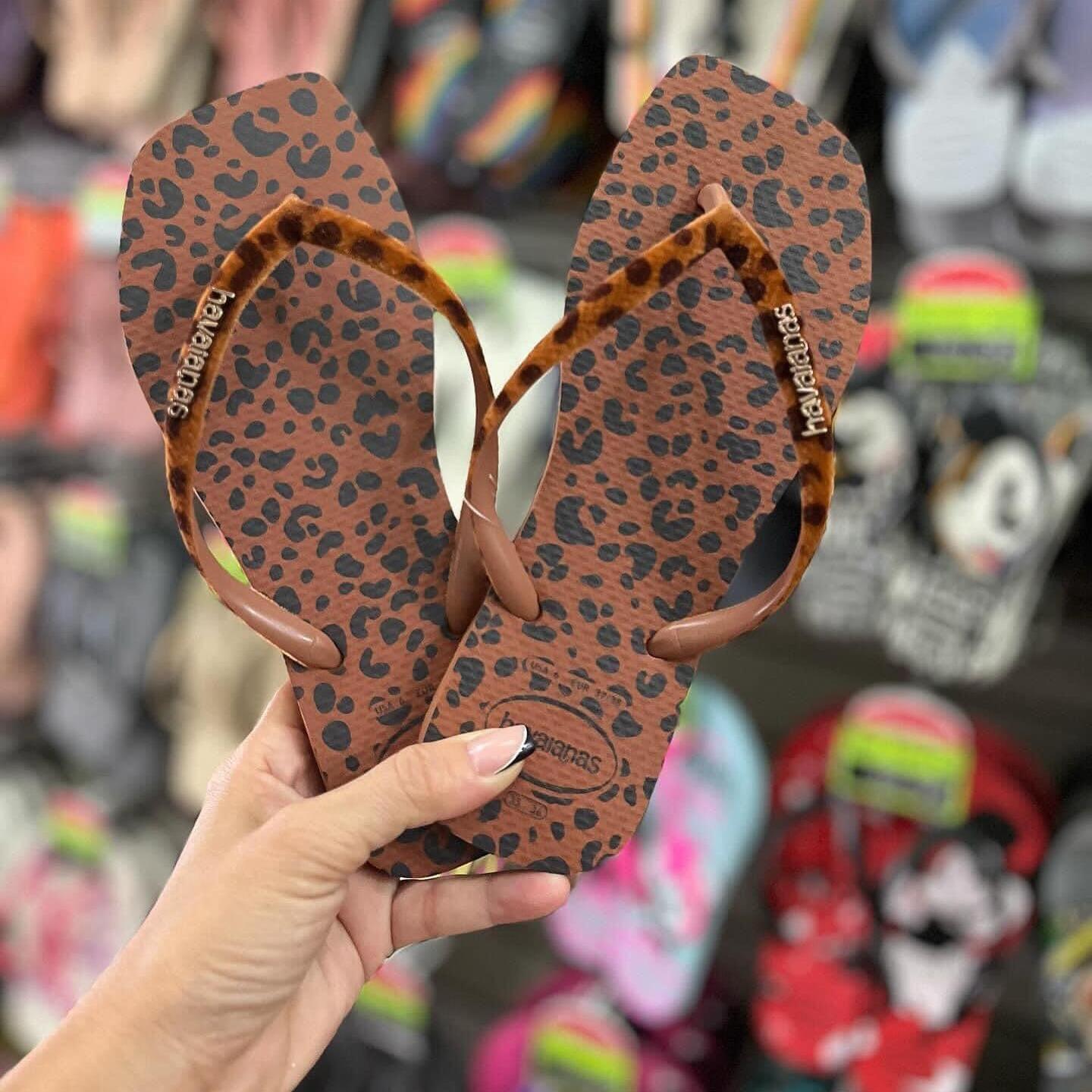巴西进口新款哈瓦那豹纹天鹅绒人字拖女外穿防滑夏拖鞋斑马度假