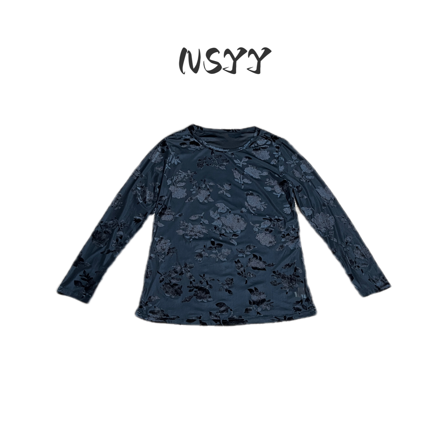 大码女装黑色植绒蕾丝打底衫