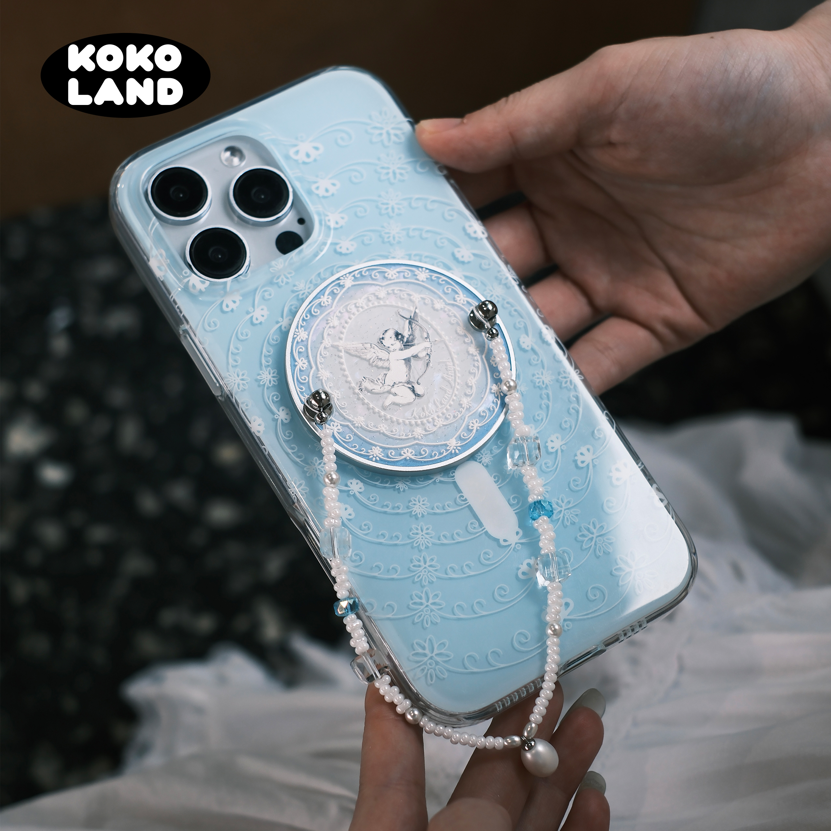 kokoland「天使之泪」吸盘挂链浮雕手机磁吸挂链