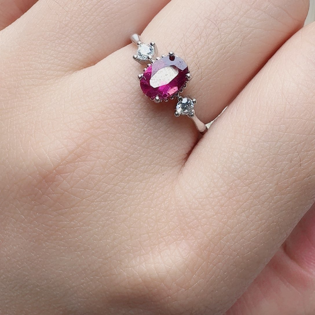 碧玺戒指银S925镶嵌戒指