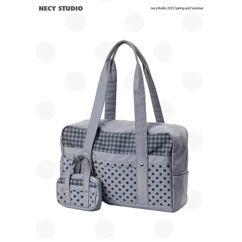 原创波点制服包 轻便大容量单肩子母包通勤上班旅行手提包女