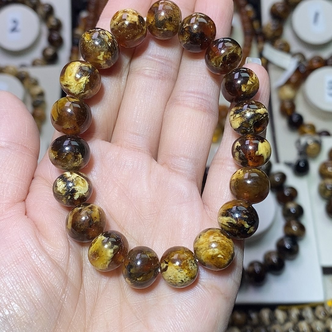 琥珀未镶嵌裸石老料蜡花11