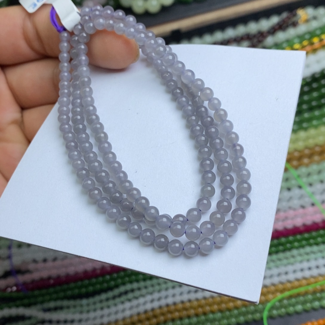 手链未镶嵌和田玉卡4和田玉冰烟紫项链