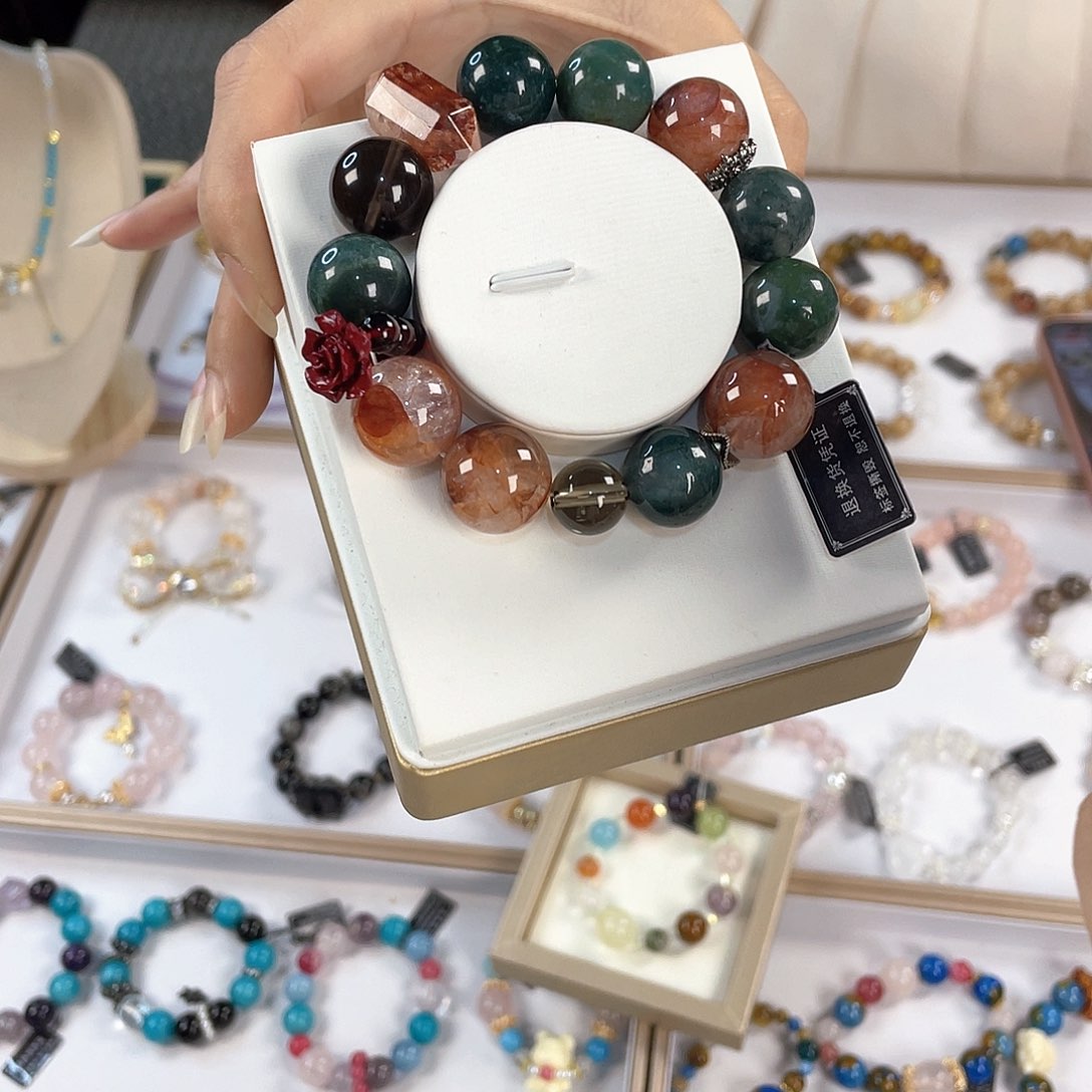 水晶手链银S925镀金镶嵌