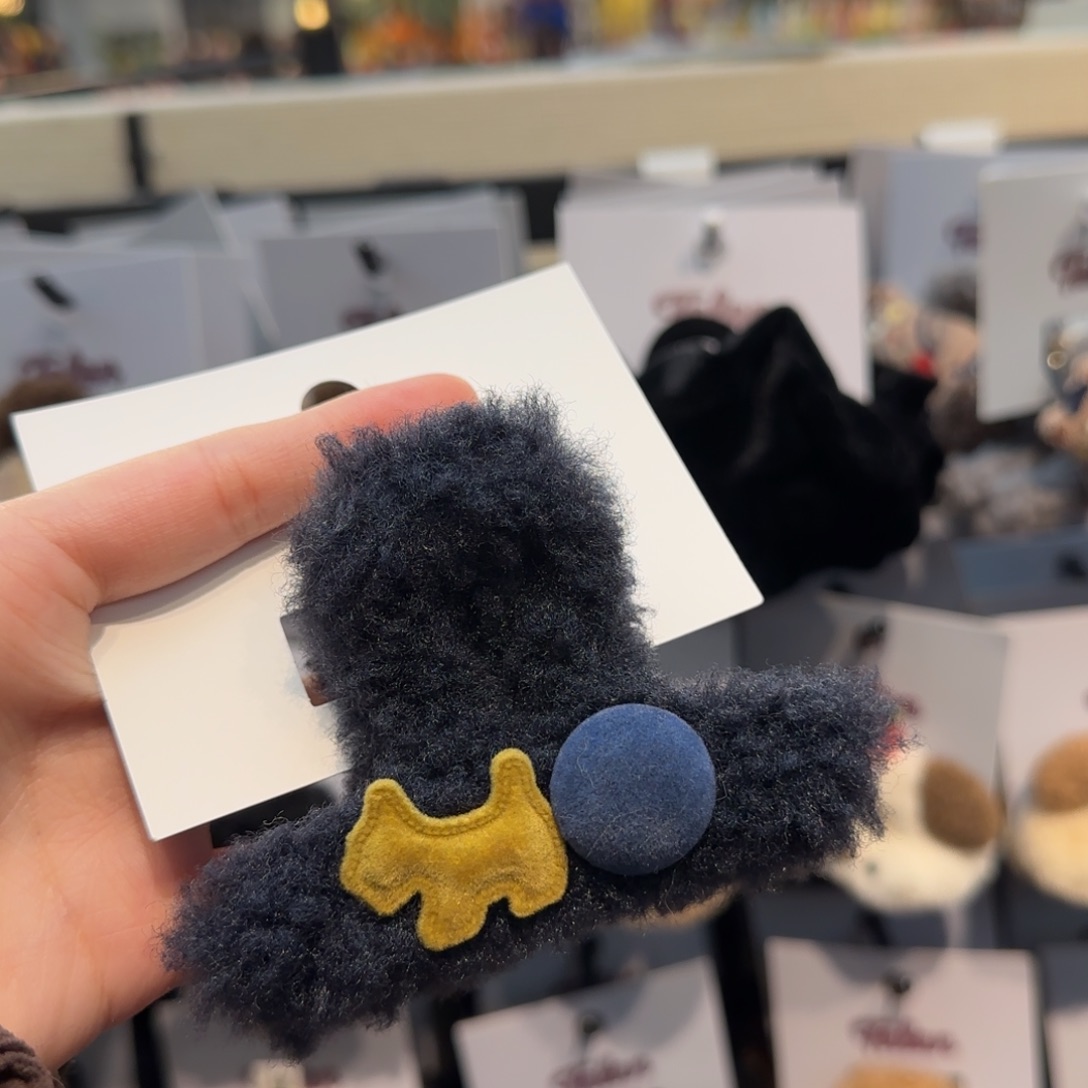 布艺铁合金蓝色抓夹黄色小狗