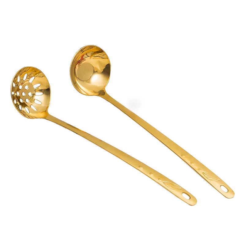 金色304不锈钢易清洗可爱防烫盛汤漏勺汤勺加厚防锈耐磨咖啡勺