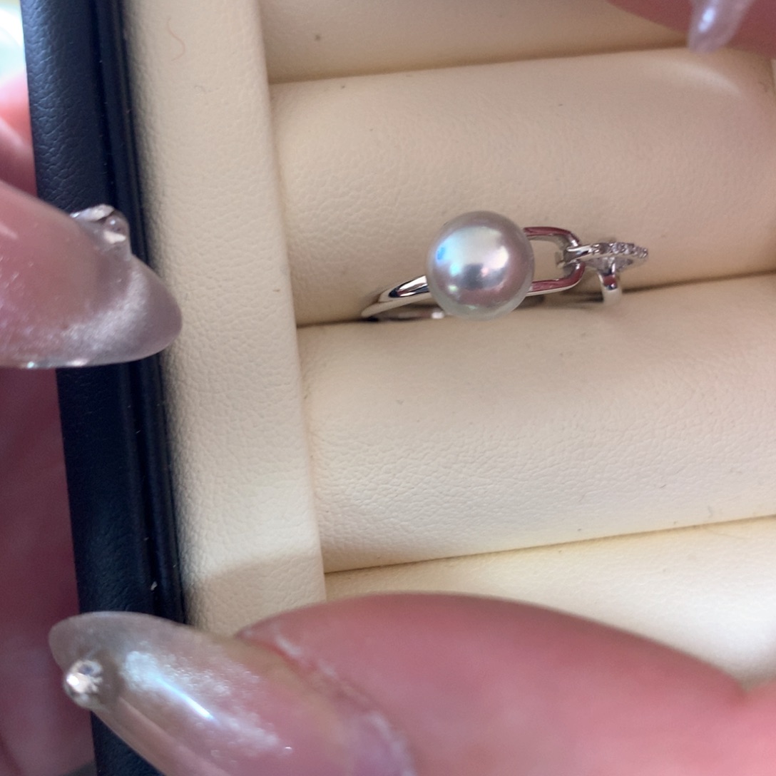 海水珍珠戒指银S925镶嵌