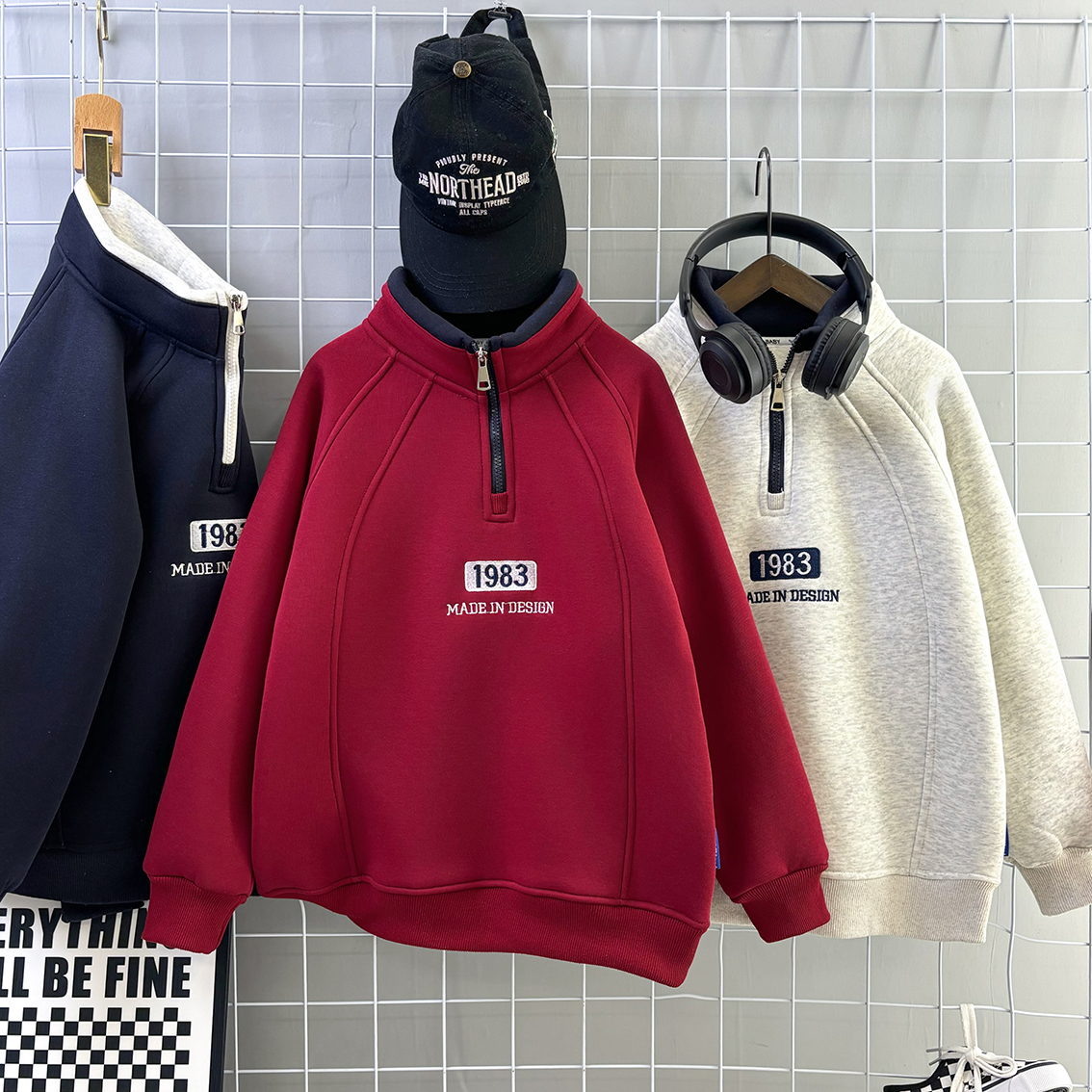 {{加厚糕糕绒}男童加绒加厚立领卫衣2025新中大童洋气百搭