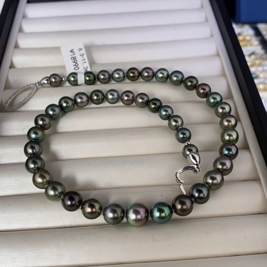 海水珍珠项链未镶嵌雨**。大溪地项链8.3-11.2范