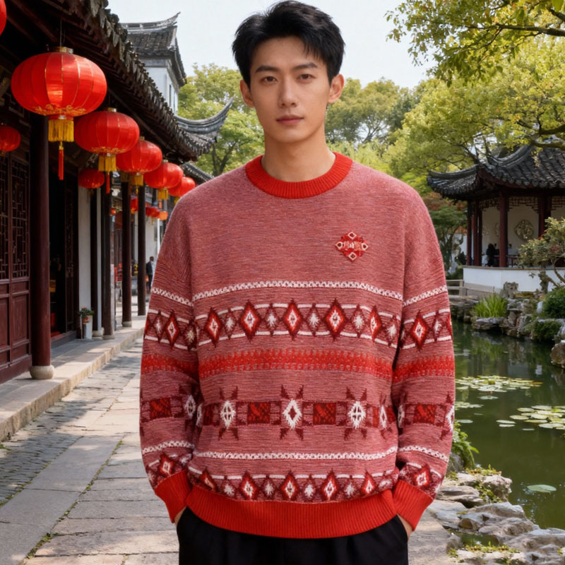 李宁编织衫圆领套头针织长袖运动潮流休闲宽松男运动毛衣AMBT247